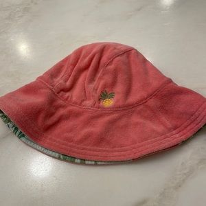 Janie and Jack Pink Terrycloth Reversible Beach Hat-Size 4/5 Years